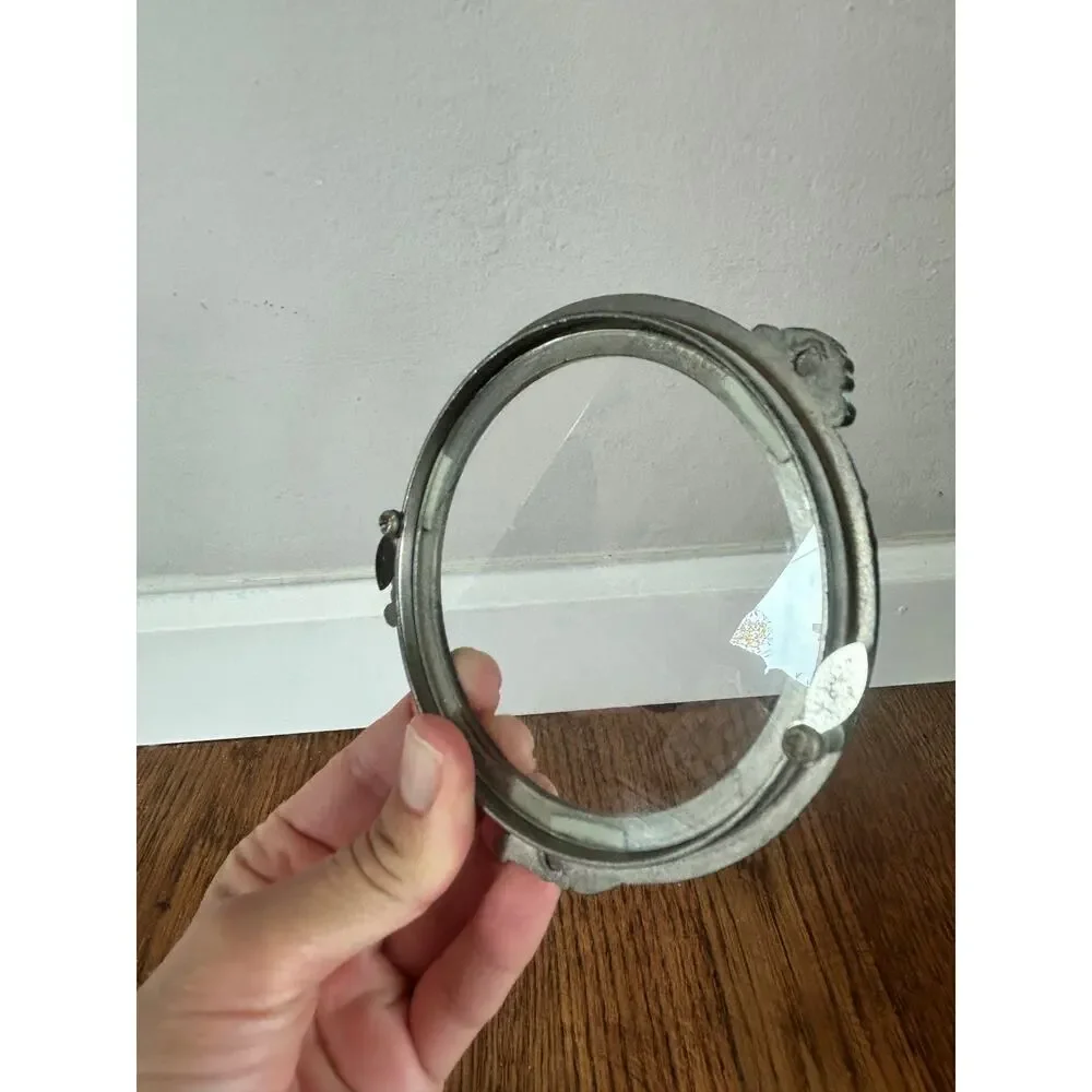 Vintage Metal Round Picture Frame Shell Crest